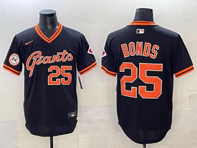 Men San Francisco Giants #25 Bonds Black Throwback Nike MLB 2025 Jersey 02->san francisco giants->MLB Jersey